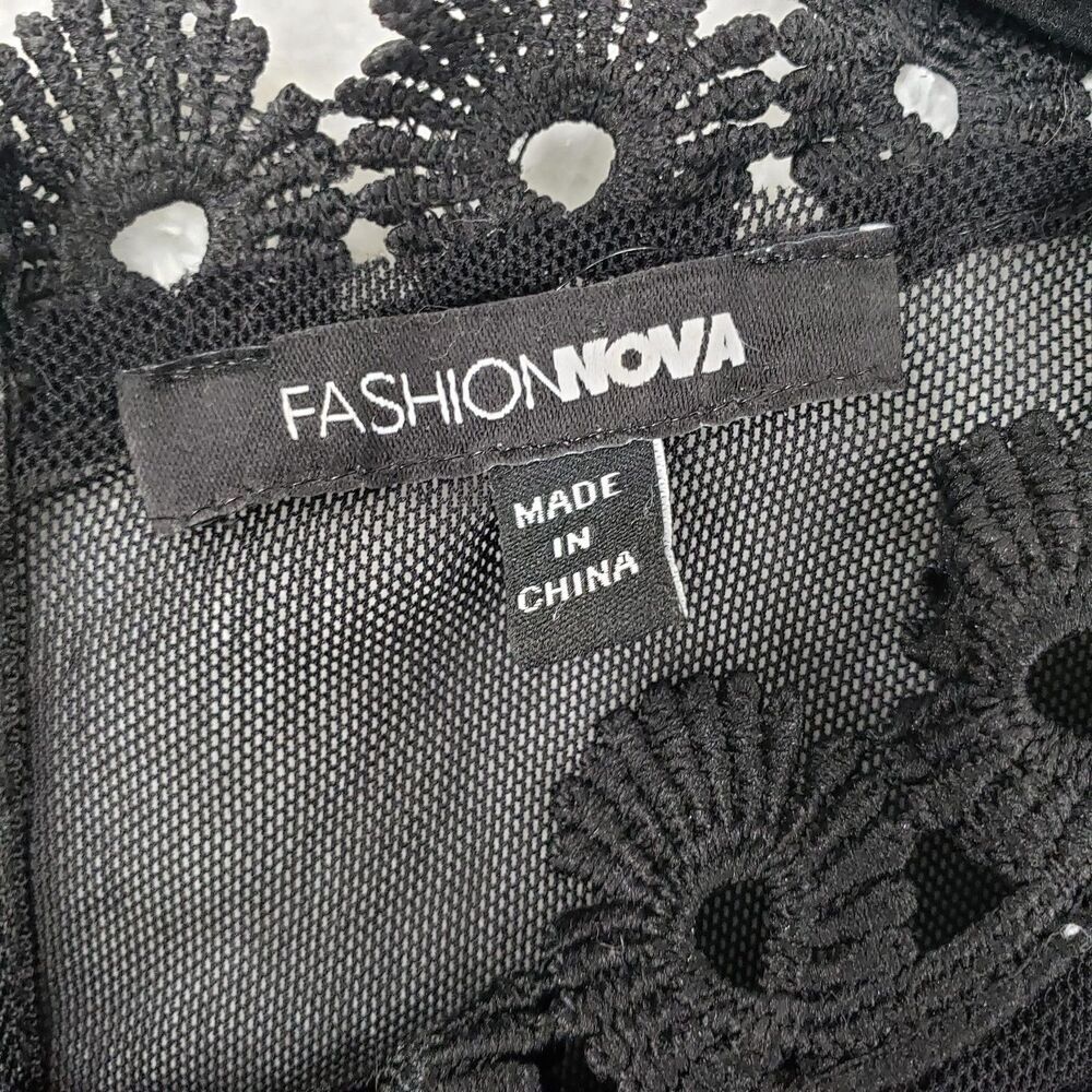 Fashion Nova Bodysuit Women 3X Black Sheer Lace Whimsigoth Fairy Grunge Witchy - Picture 2 of 10